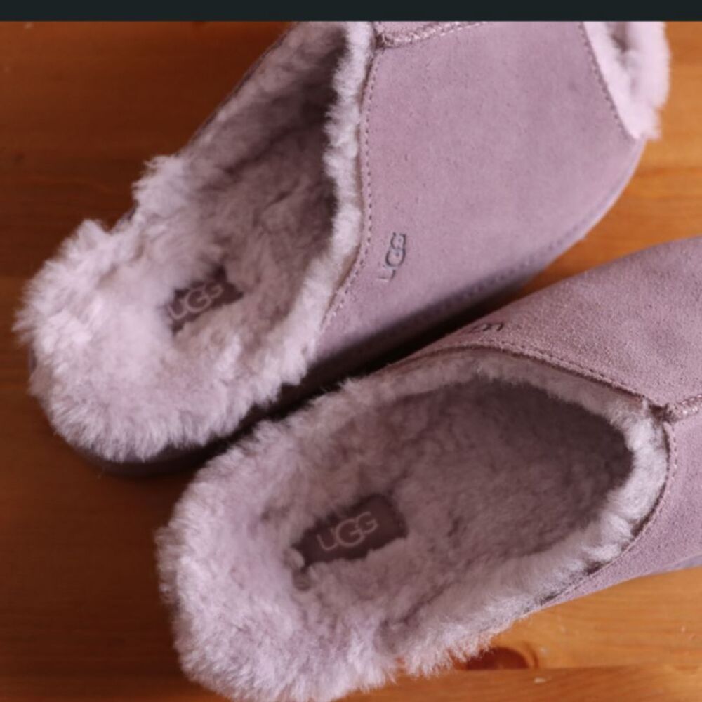UGG Faux Fur Slide Slippers Light Purple Womens 6 7 Cozy - Picture 6 of 8